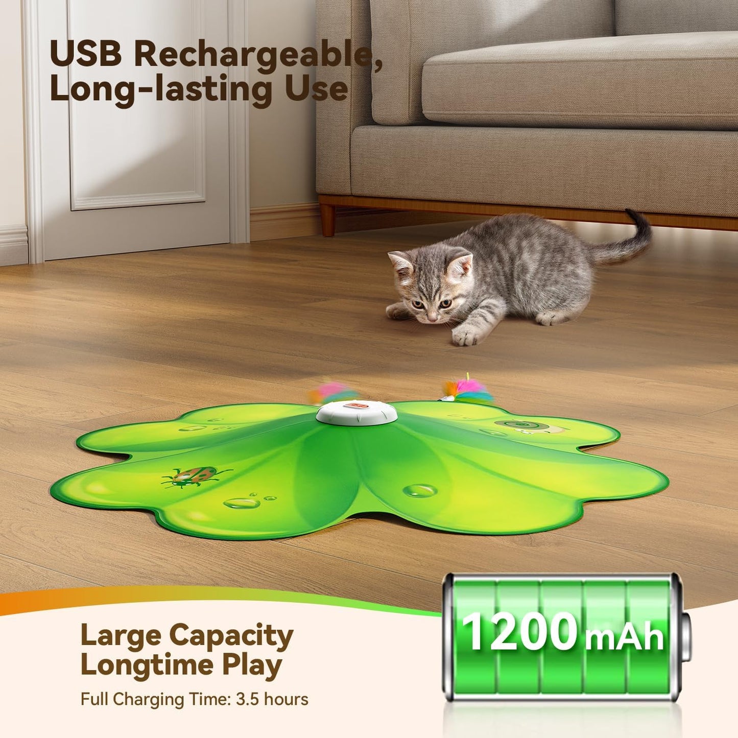 FEELNEEDY  FN-P20G Interactive Cat Toy, Rechargeable Hide and Seek Cat Toys, Movable LED Red Dot.