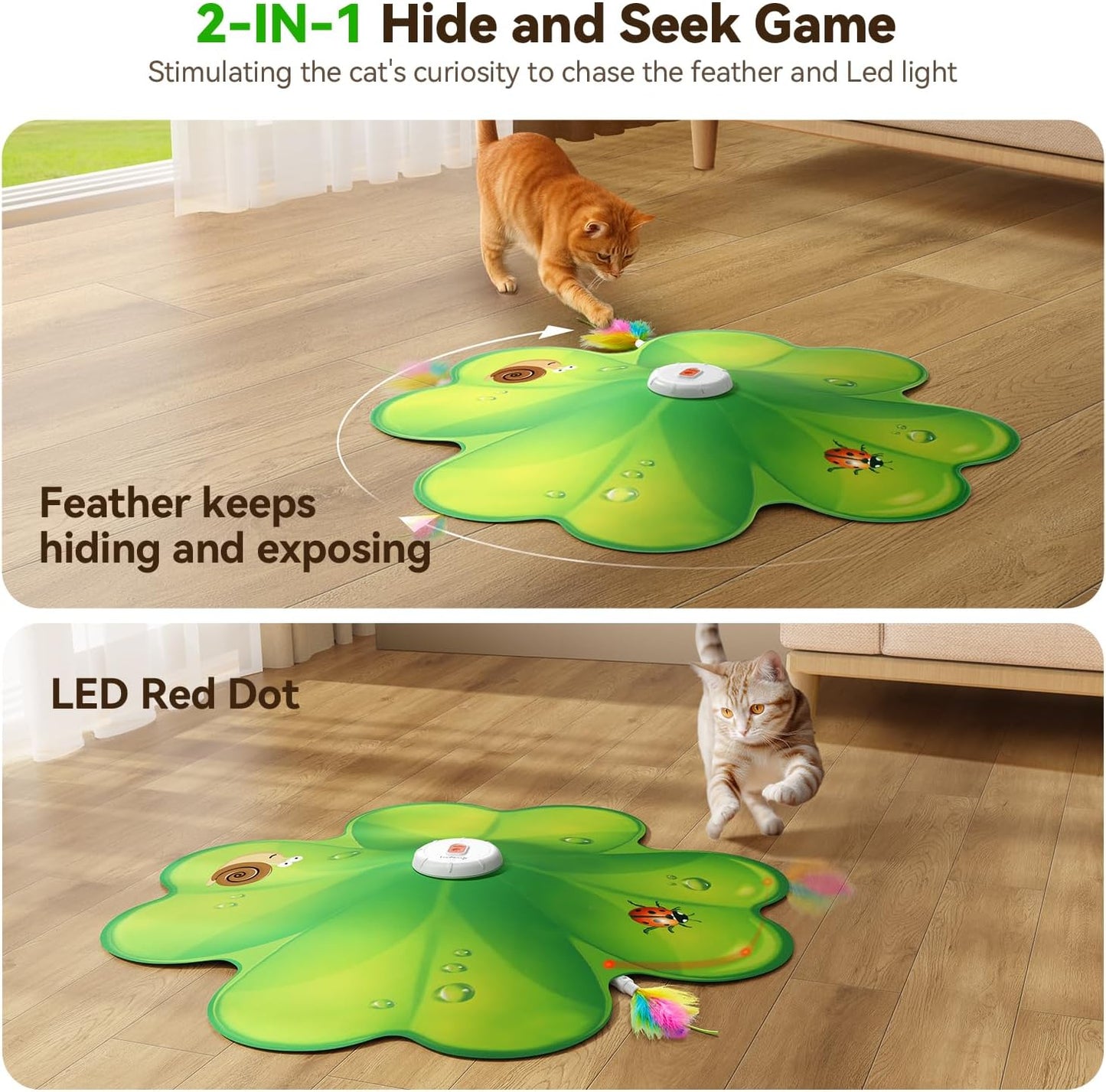 FEELNEEDY  FN-P20G Interactive Cat Toy, Rechargeable Hide and Seek Cat Toys, Movable LED Red Dot.