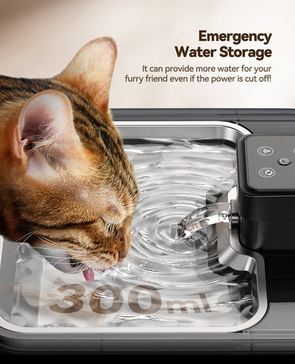 FEELNEEDY W17 Pet Water Fountain ,Stainless Steel, Visual Filter Automatic, Cordless Battery Operated 3.2L/108oz
