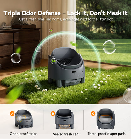 Automatic Litter Box Self Cleaning, FeelNeedy Open-Top Smart Cat Litter Box with App Control, Odor-Free Safety Sensor Design for 1-3 Cats, Includes Waste Bags