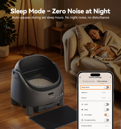 Automatic Litter Box Self Cleaning, FeelNeedy Open-Top Smart Cat Litter Box with App Control, Odor-Free Safety Sensor Design for 1-3 Cats, Includes Waste Bags