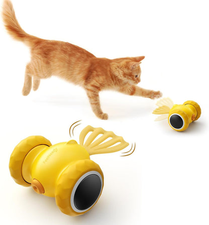 FEELNEEDY Goldfish Automatic Interactive Cat Toys with Tassels and  LED Light