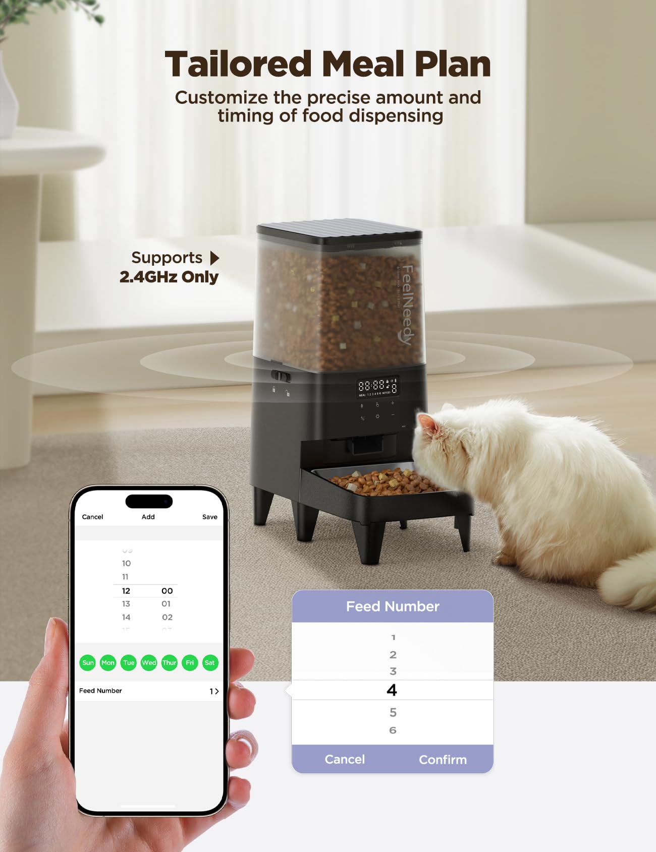 FEELNEEDY 303 5L Automatic Cat Feeder with APP Control for Remote Feeding