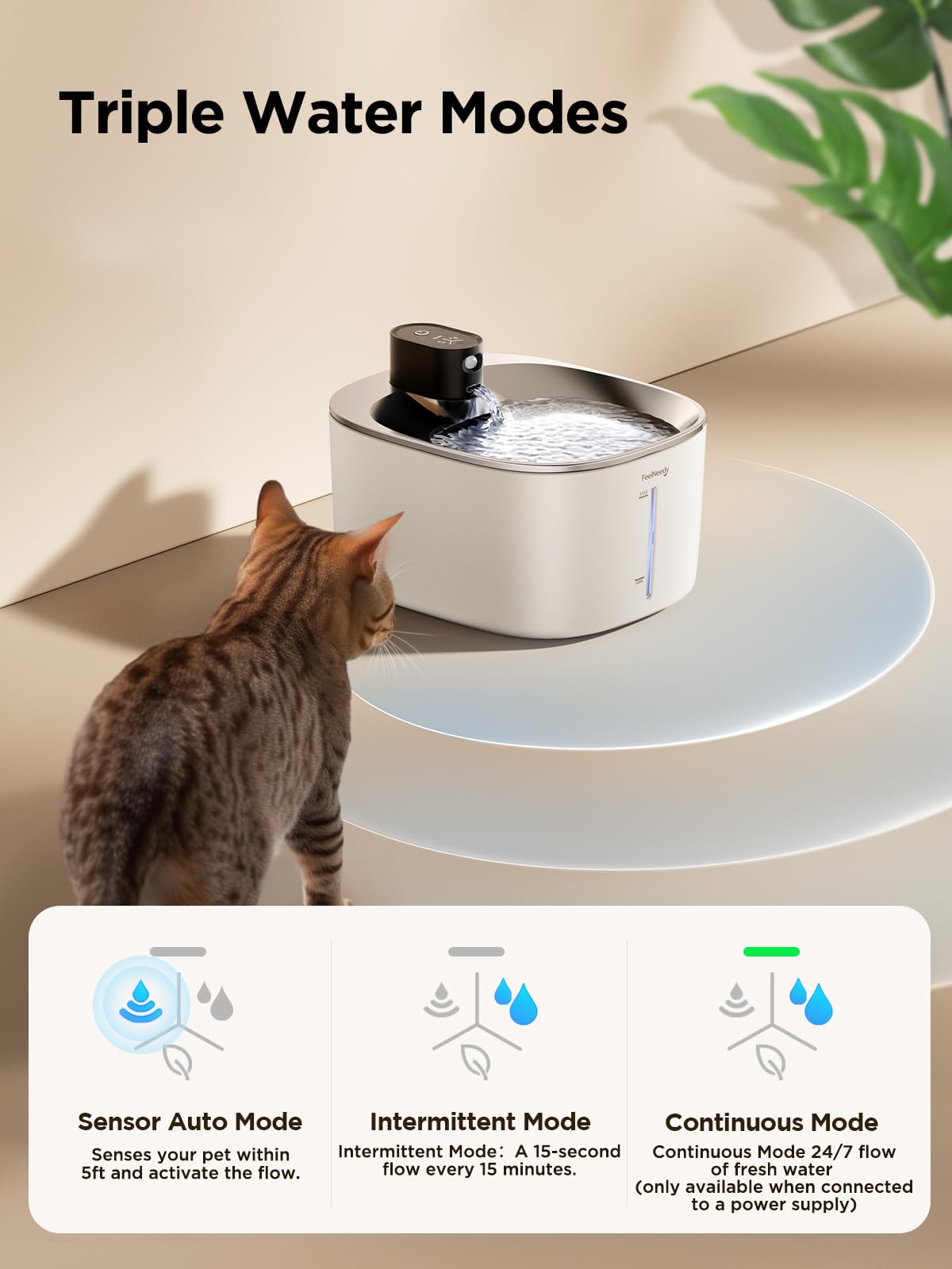 FEELNEEDY Wireless 4L Cat Water Fountain Battery Operated