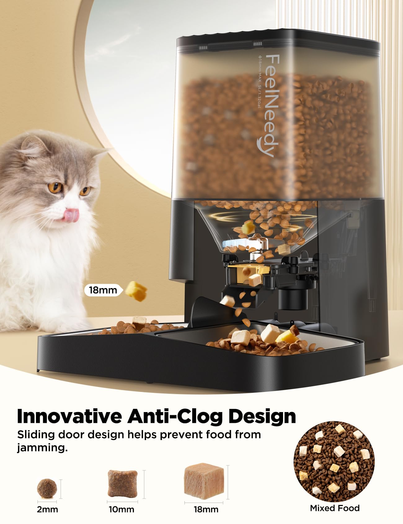 FEELNEEDY 5L Automatic Cat Feeder for 2 Cats