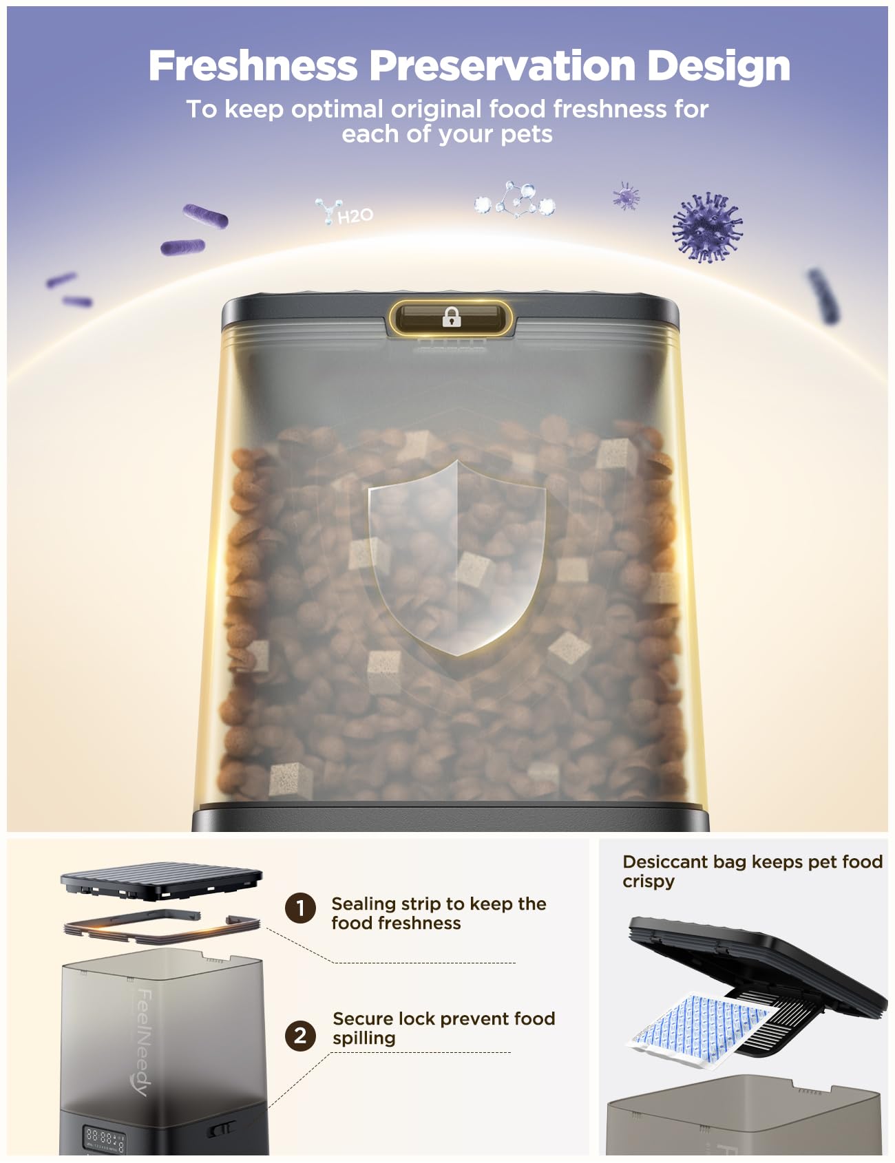 FEELNEEDY 303 5L Automatic Cat Feeder with APP Control for Remote Feeding