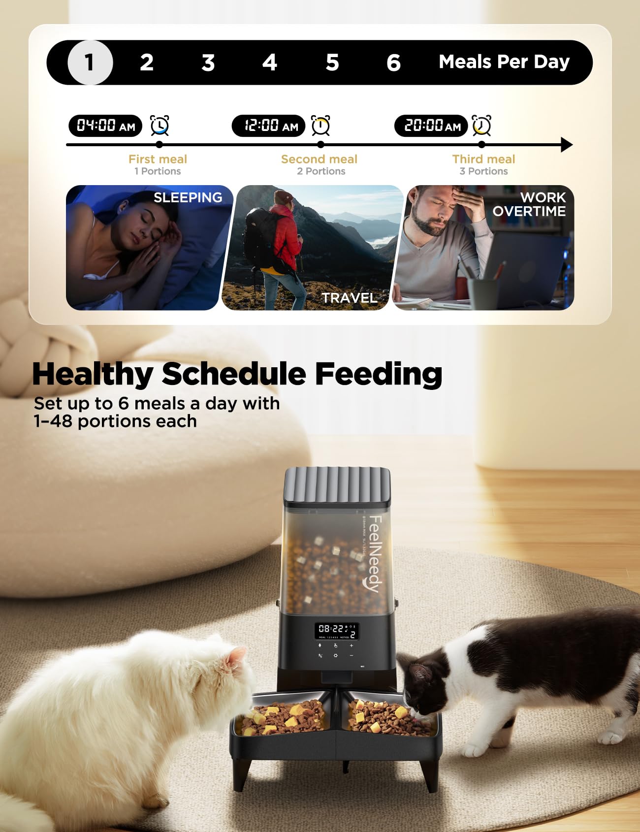 FEELNEEDY 5L Automatic Cat Feeder for 2 Cats
