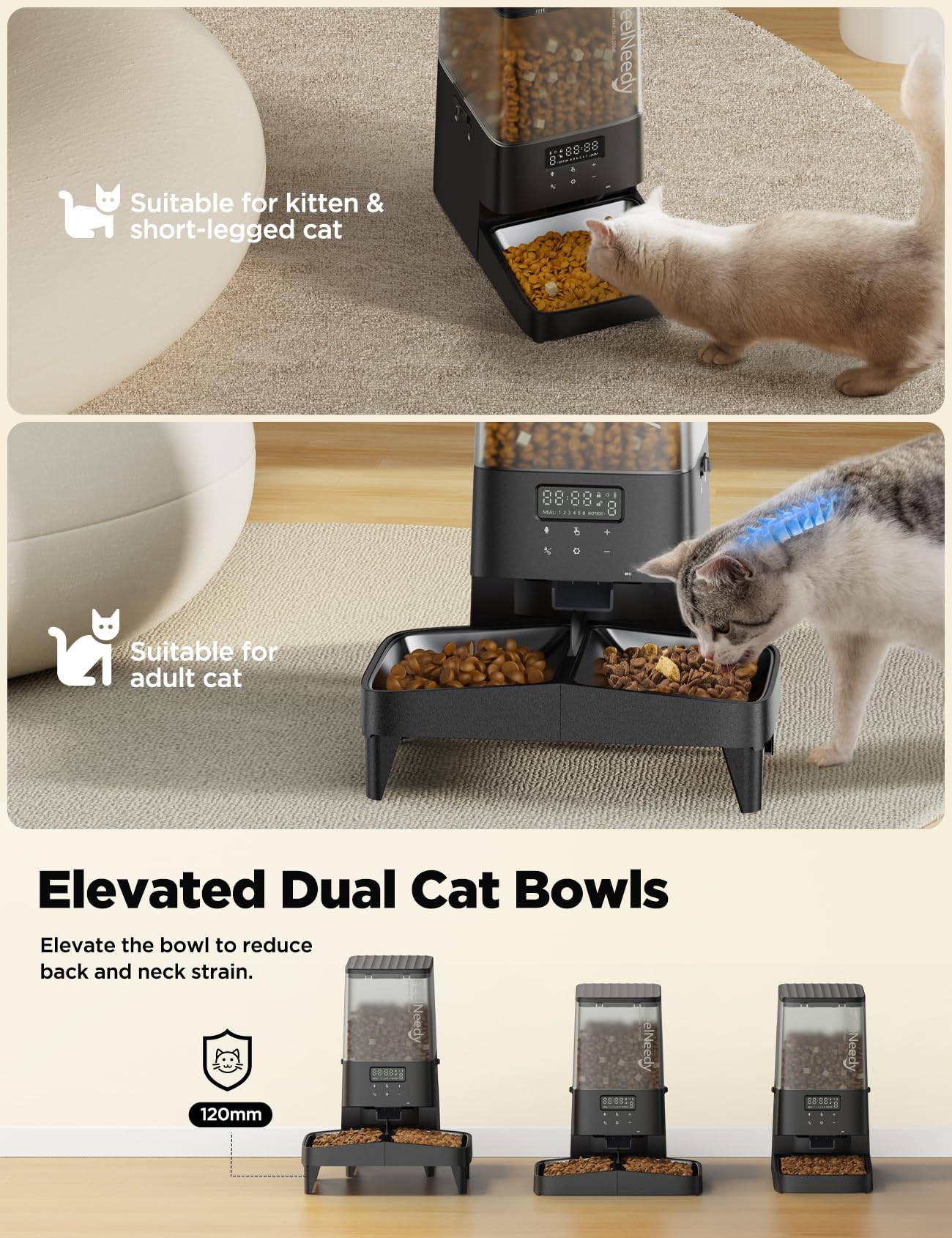 FEELNEEDY 5L Automatic Cat Feeder for 2 Cats feelneedy